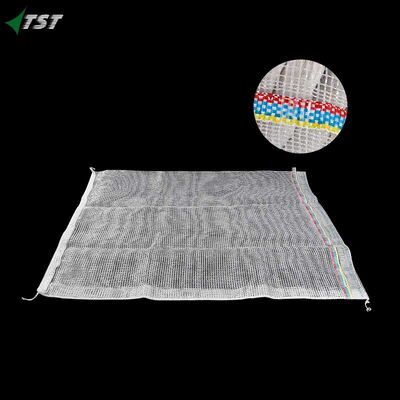 White Color Pp Potato Leno Bag 68*89cm With Red Drawsting For Farm Usage