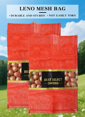 Red Color Custom Logo Pp Leno Onion Packaging Bags Vegetable Fruit Packing