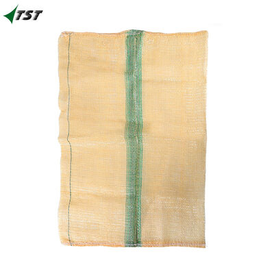 Beige Color Drawstring Polypropylene Leno Mesh Bag 50kg Potato Onion Bags For Storage