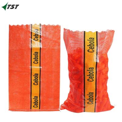 20kgs Orange Tubular Mesh Bag With Vertical Logo For Onion