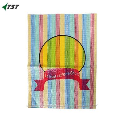 Tear Resistant PP Laminated Woven Bag For Shopping With Logo Colorful Strips