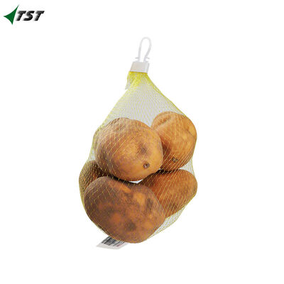 Yellow Color 1kg 2kg PP Netting Bag For Vegetable Potato Packaging With Label