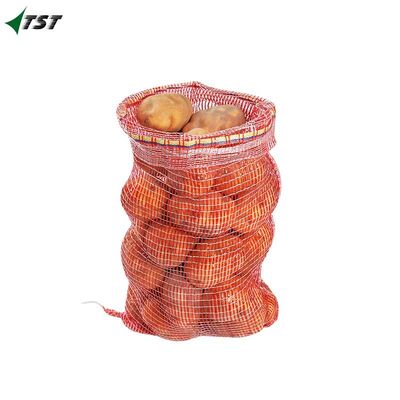 53*89cm Red White Color Plastic Pp Leno Mesh Bag For Potato Packing
