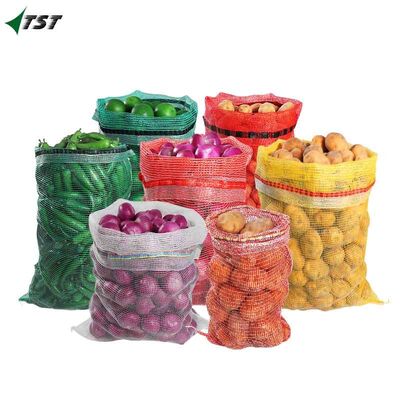100% Virgin PP Red Leno Mesh Bags Net Sacks 58*89cm For Carrots Storage