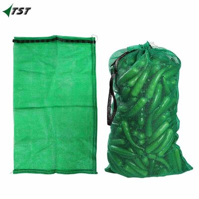 20" X 24" Durable Green Drawstring Pp Leno Mesh Bag For Firewood Vegetable Packing
