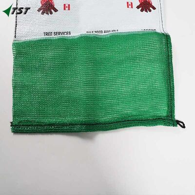 21x25 Inch  UV Treated Green Pp Leno Mesh Bag For Firewood Mesh Onion Sacks Custom Logo