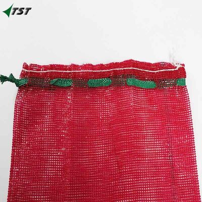 PP Plastic Leno Mesh Bag For Onion  Garlic  Potato Seafood Firewood Packing With Cord