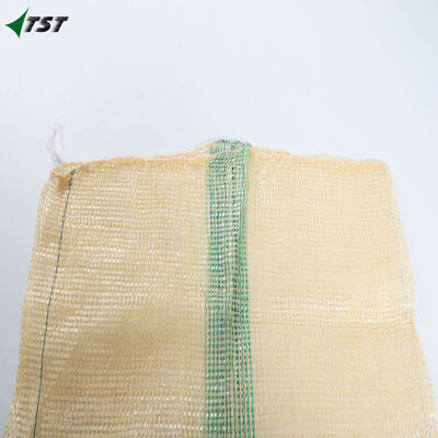 Beige Color Drawstring Polypropylene Leno Mesh Bag 50kg Potato Onion Bags For Storage