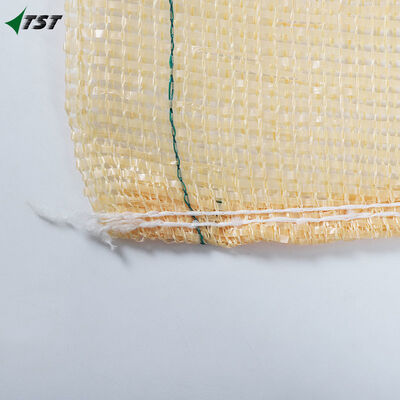 Beige Color Drawstring Polypropylene Leno Mesh Bag 50kg Potato Onion Bags For Storage