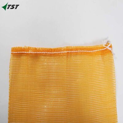 Yellow Circular Tubular Mesh Bag For Potato Polypropylene Leno Bags