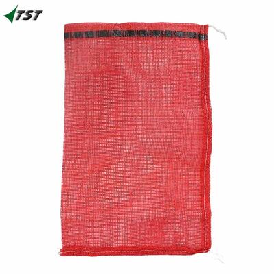 44*62cm Red Color Drawstring Pp Leno Mesh Bag For Firewood Packing