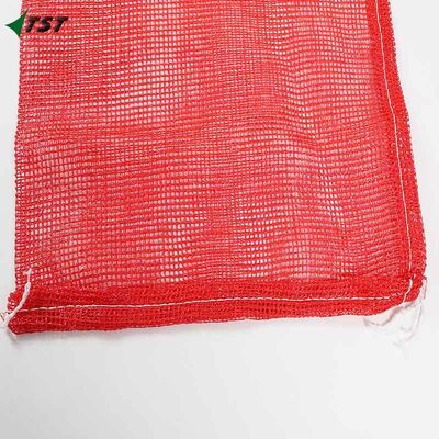 44*62cm Red Color Drawstring Pp Leno Mesh Bag For Firewood Packing