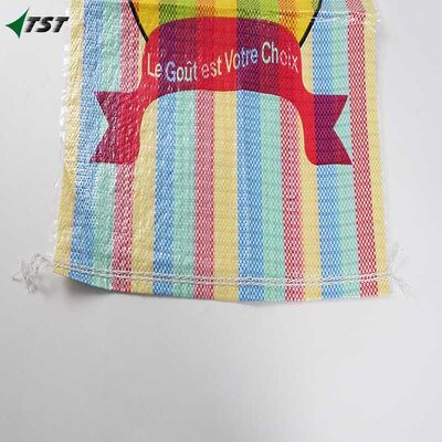 Tear Resistant PP Laminated Woven Bag For Shopping With Logo Colorful Strips