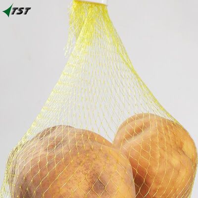 Yellow Color 1kg 2kg PP Netting Bag For Vegetable Potato Packaging With Label