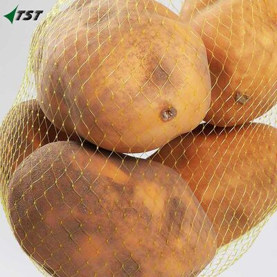 Yellow Color 1kg 2kg PP Netting Bag For Vegetable Potato Packaging With Label