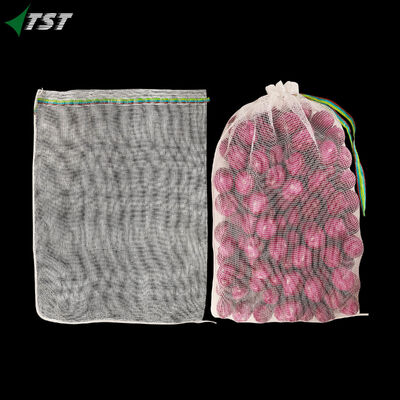 68x89 Tubular White Color PP Mesh Bag For Potato 50kg 25kg With Drawstring