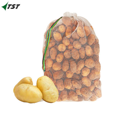 68x89 Tubular White Color PP Mesh Bag For Potato 50kg 25kg With Drawstring