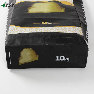  10kg Custom Logo BOPP Laminated Food Grade Flat Bottom  Woven Bag For Rice Packing