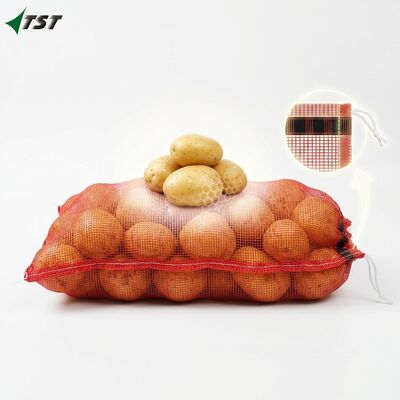 44*62cm Red Color Drawstring Pp Leno Mesh Bag For Firewood Packing