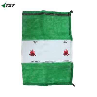 21x25 Inch  UV Treated Green Pp Leno Mesh Bag For Firewood Mesh Onion Sacks Custom Logo