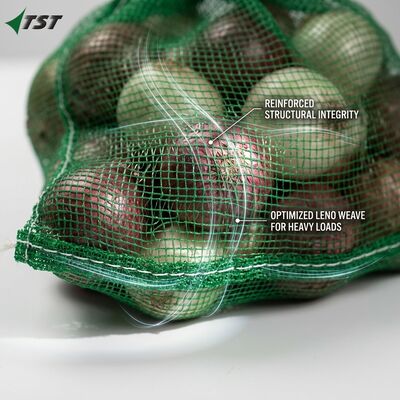 20" X 24" Durable Green Drawstring Pp Leno Mesh Bag For Firewood Vegetable Packing